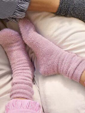 Bombas Sparkle Fuzzy Calf Socks Pink Sparkle Size S
